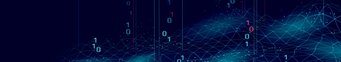 Decorative image of zeros and ones with polygons