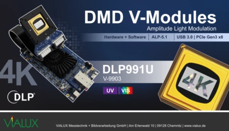 A graphic is shown of a 4K V-9903 and a stylized DMD chip labeled.
