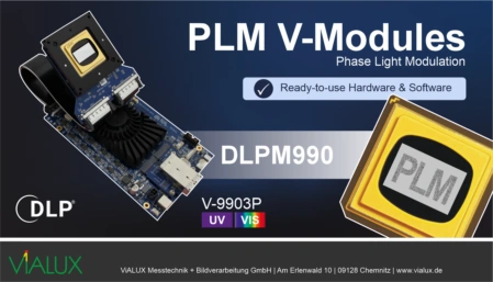 A graphic is shown of a Phase Light Modulator V-9903P and a stylized PLM chip labeled “PLM.”